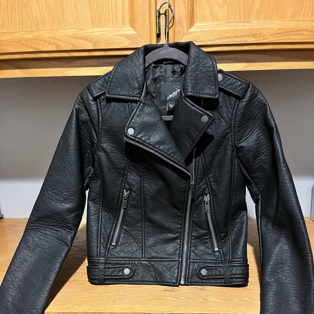 Collectionb New York Polyurethane Biker Black Jacket